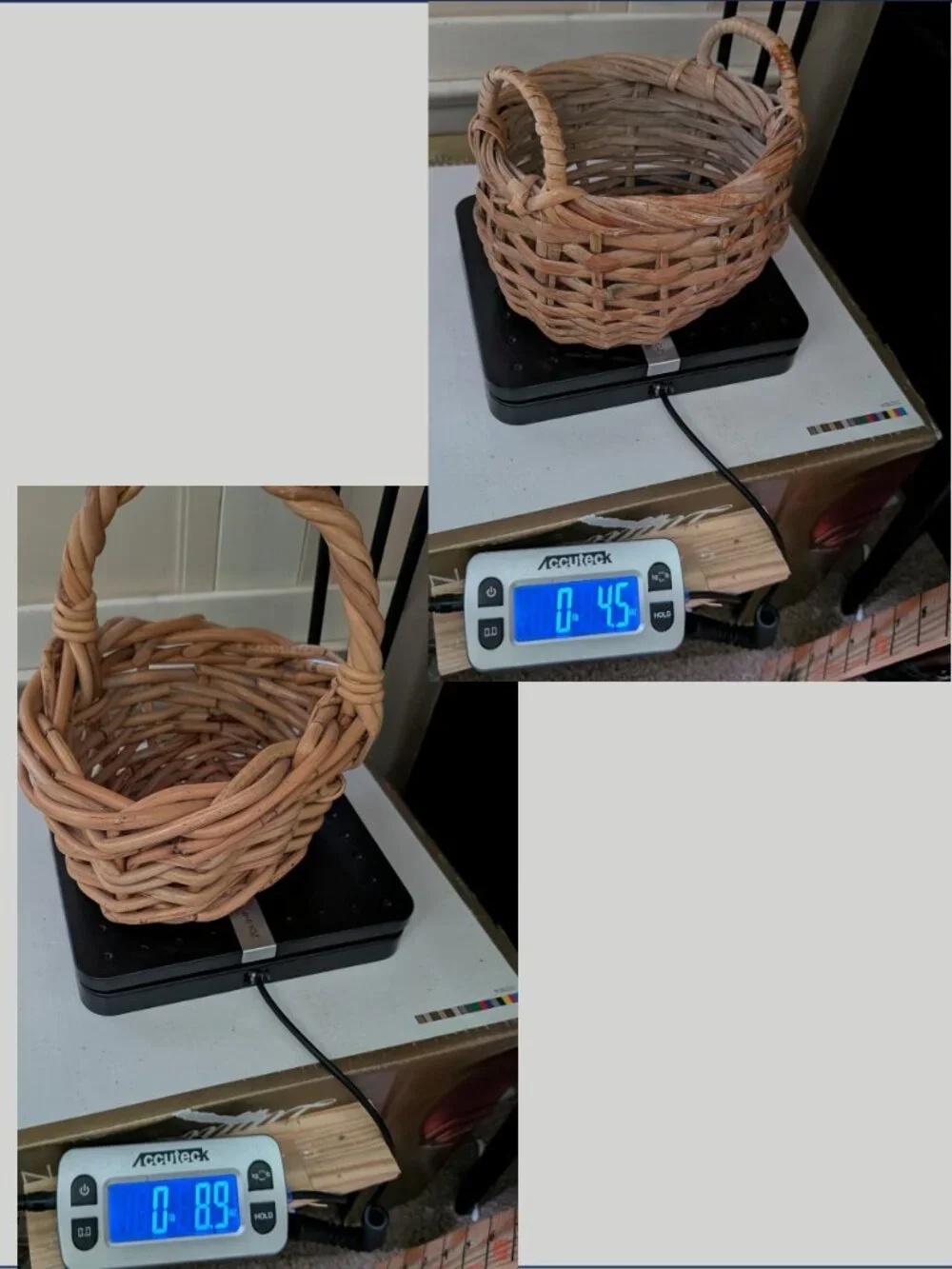 Vintage Natural Wicker Baskets Set of 2 Thick Vine Handled Gathering Baskets